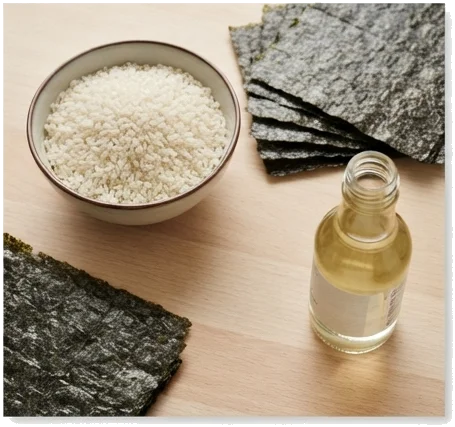 Ingredientes para a base e tempero do arroz (Su)